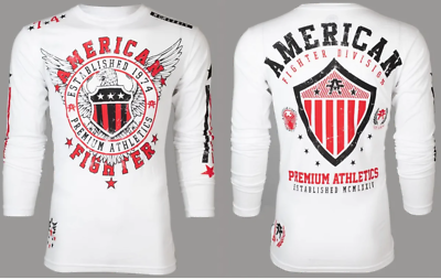 American Fighter Mens Long Sleeve Shirt EXCELSIOR Premium White S-3XL