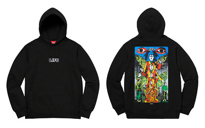 Pre-owned Supreme Gilbert & George Life Hooded Sweatshirt Black White S/s 19
