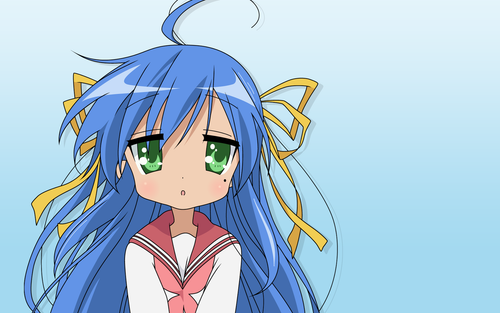 メーカー直売 - 人気ランキング hair blue konata izumi girls Anime school green uniform 絵画/タペストリー