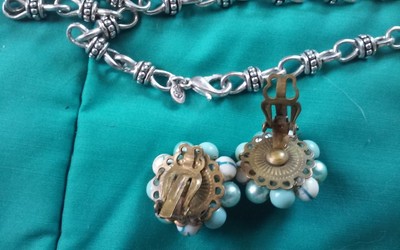 Vintage to Now Designer Brighton, Nice Japan Rolly Earrings, Globe Bell Pendant