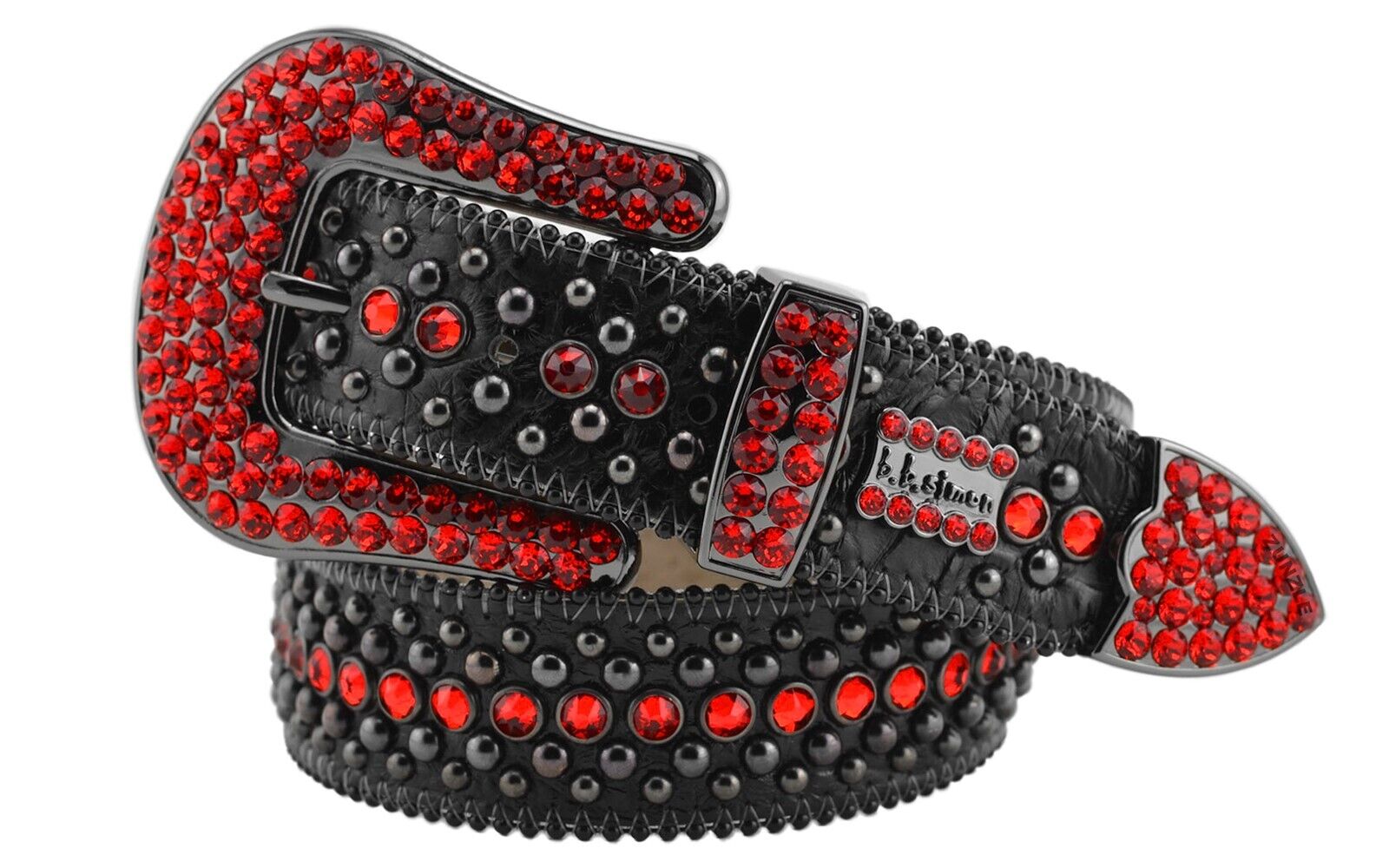 BB Simon Kish Belt Red Light Siam Crystal Black Rap Hip Hop BB Simon Kish Belt Red Light Siam Crystal Black Rap Hip Hop