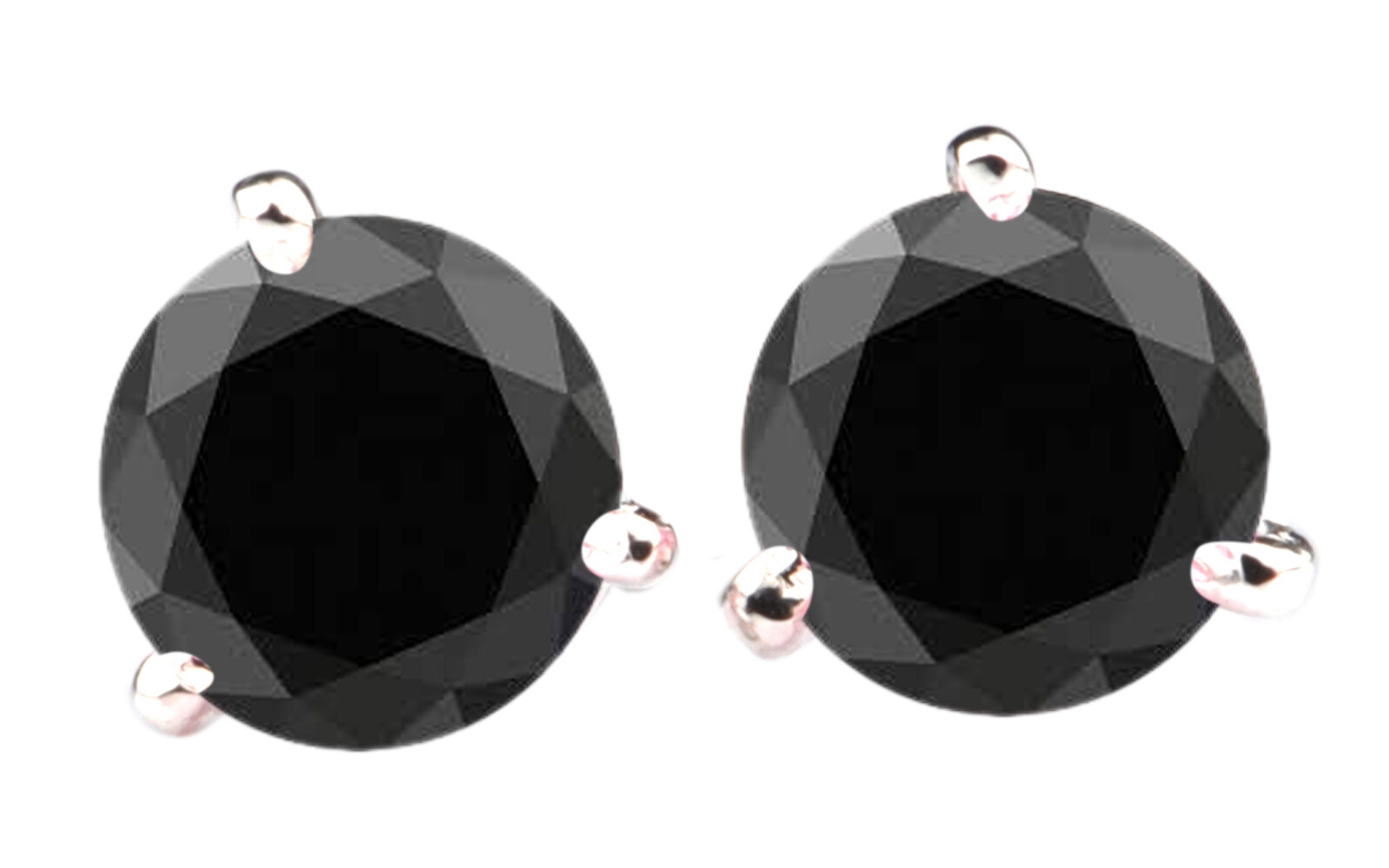Pre-owned Planet Technology 3.00ct Round Shape Natural Black Diamond Women's Studs In 925 Sterling Silver In Jet Black