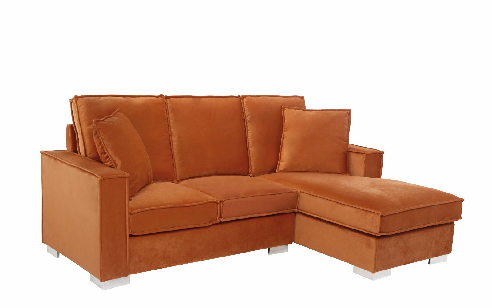 NEW!! ORANGE CONTEMPORARY VELVET SPACE-SAVING SECTIONAL