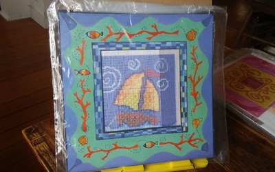Madeline Lake needlepoint canvas matt & instructions Sailing Sailing boat  5x5