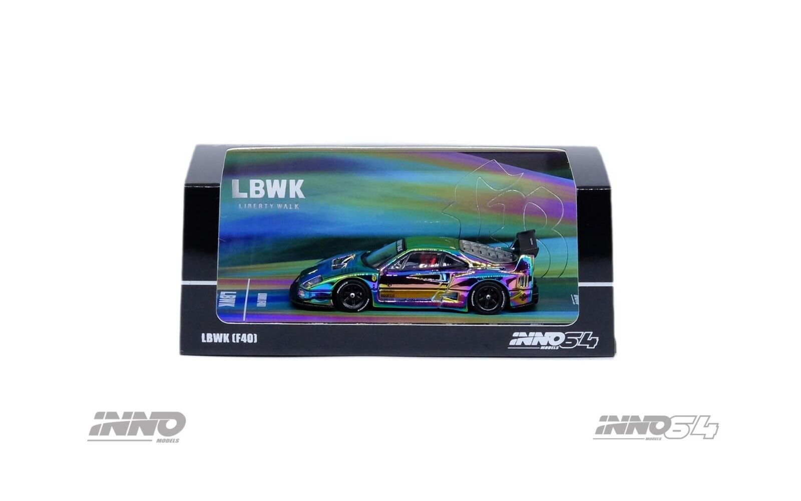 INNO64 chase LBWK F40 Silver Chrome Hobby Expo China 2024 INNO64 chase LBWK F40 Silver Chrome Hobby Expo China 2024