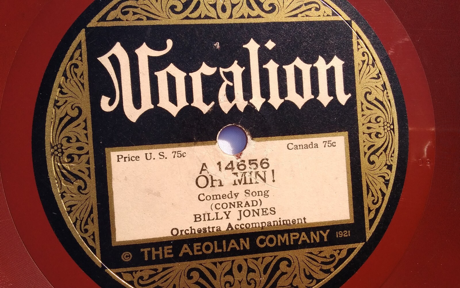 Billy Jones 78rpm Single 10-inch Vocalion Records #14656 Oh