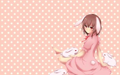 Anime girls red eyes bunny ears rabbits touhou inaba Playmat Game Mat Desk