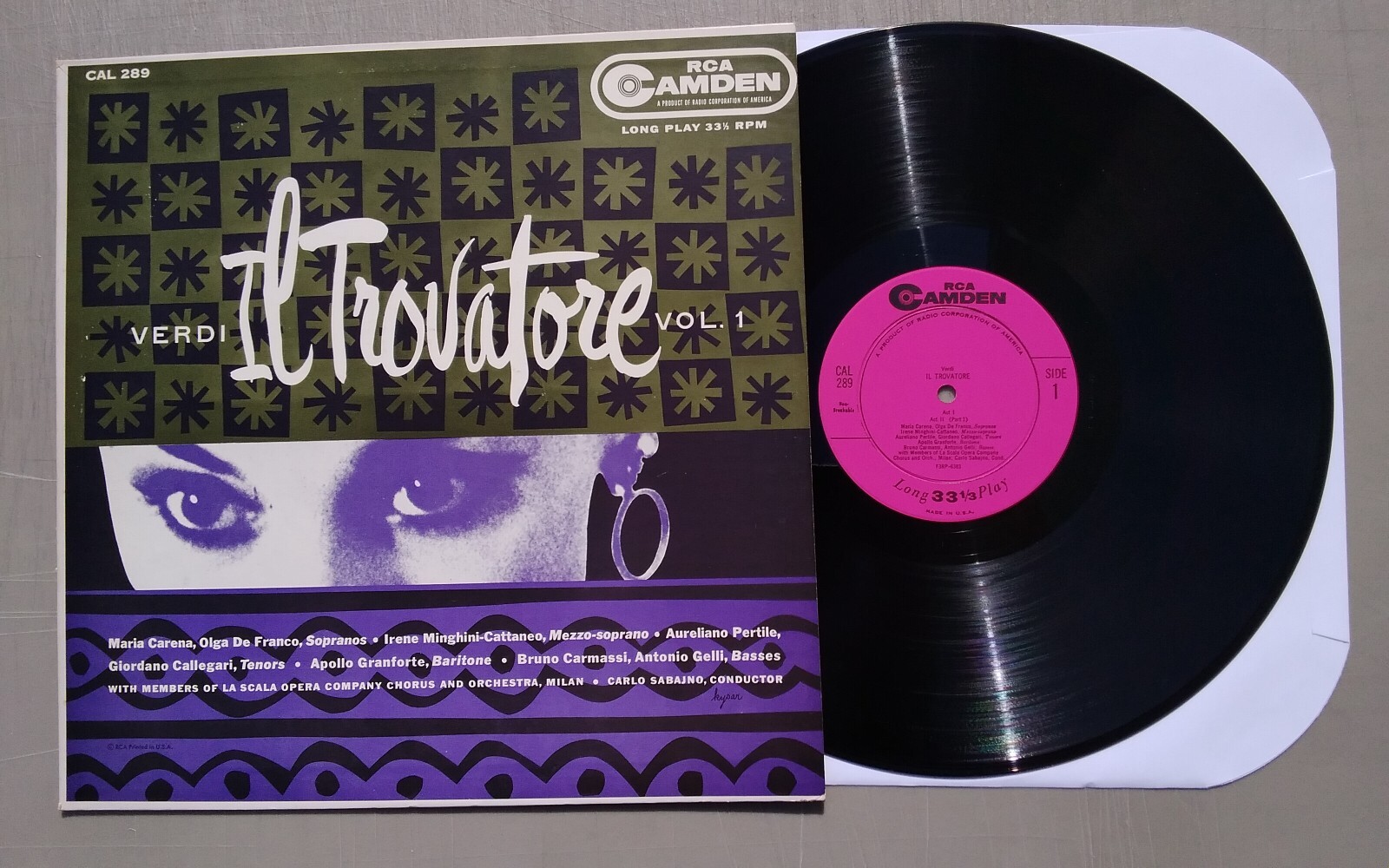 Verdi - Il Trovatore Vol 1 LP Vinyl RCA Camden #CAL-289