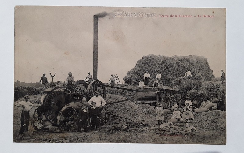 Cpa-02-Chaudardes ( Aisne ) - Ferme De La Fontaine-Le Battage,VoyagÃ©.   