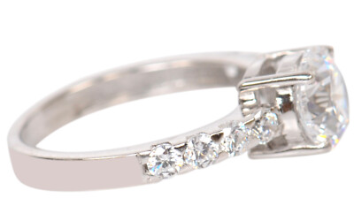 Pre-owned Vt Gems Real 14kt White Gold With 2.80 Carat Round Shape Solitaire Anniversary Ring In D