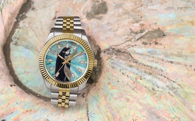 Timex × Jacquie Aiche Blue 36mm MOP Mosaic Dial Special Collab TX-TW2W63600
