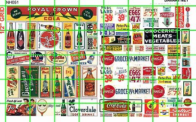 NH051 DAVE'S DECALS 1/2 Set N SCALE MIXED ASSORTED SODA GROCERY HEADER WINDOW