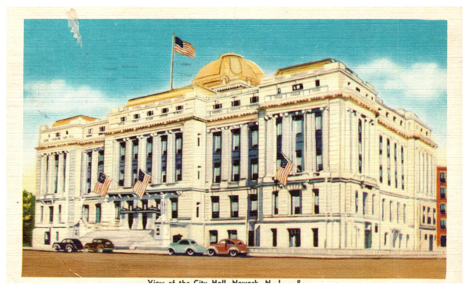 View Of The City Hall Newark New Jersey Vintage Postcard Linen Posted 1944