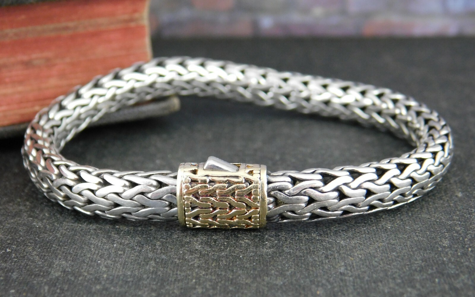 John Hardy 925 Sterling Silver & 18K Gold Classic Chain 7.5 John Hardy 925 Sterling Silver & 18K Gold Classic Chain 7.5