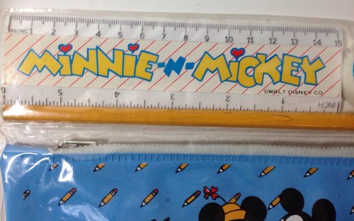 Vintage Mickey N Minnie Stationary Set Pencil Case Ruler Eraser Sharpener Disney