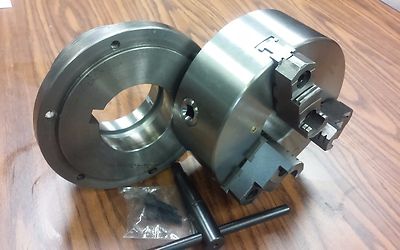 8'' 3-JAW SELF-CENTERING LATHE CHUCK top & bottom jaws, w. L1 adapter back plate