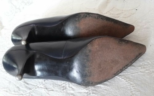 VTG 1960's Fine 7N EUROPEAN Navy Blue Leather Pump Shoe Classic Paradies 3