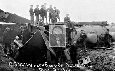 Railroad Train Wreck Allison Iowa IA Reprint Postcard