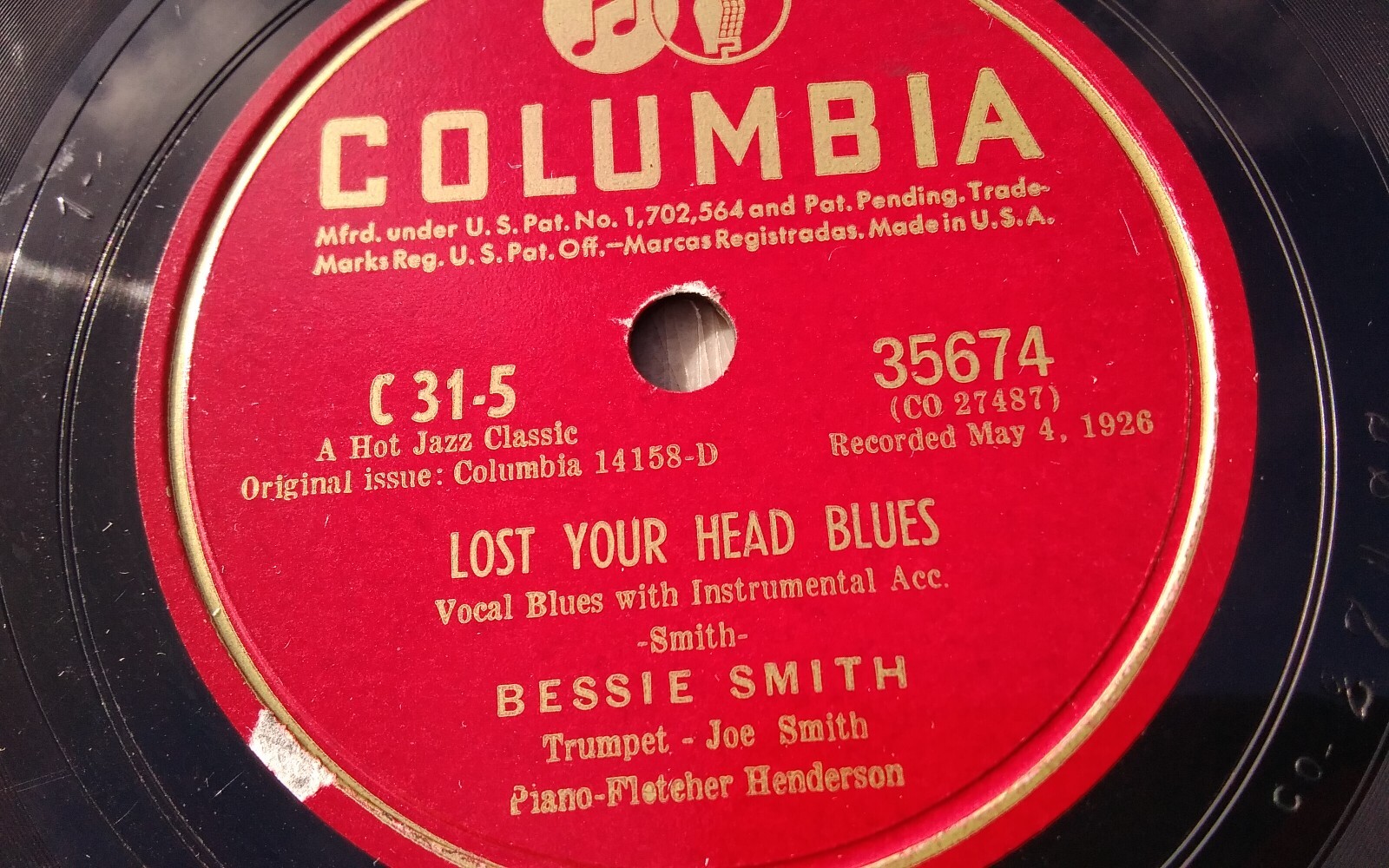 Bessie Smith 78rpm Single 10-inch Columbia Records #35674