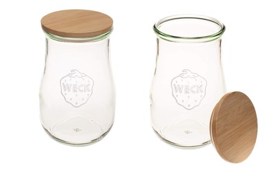 Weck Jars - Weck Tulip Jars 1.5 Liter - Sour Dough Starter 2 Jars w/ Wooden Lids