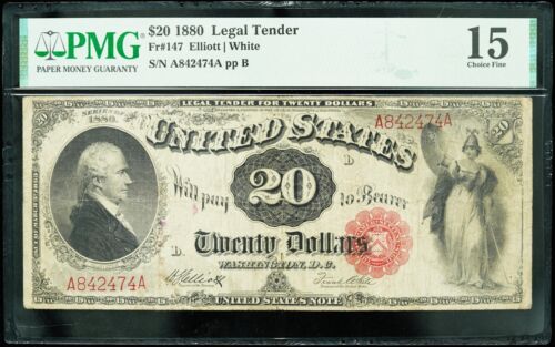 1880 Series Twenty Dollar United States Note $20 Elliot White PMG Ch. F-15