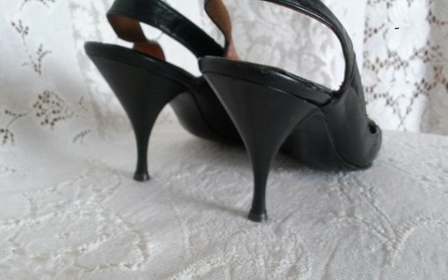 VTG 1960's Women's 7N FERRINA EXCLUSIVE Black ITALY Heel Pump Europe Fine Shoe