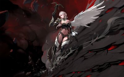 Anime lineage ii wings pc gaming video game art girls Playmat Gaming Mat Desk