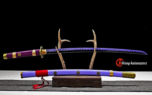 ONE PIECE 海贼王 1060 Steel Katana Purple Hamon Sharp Japanese Samurai Anime Sword