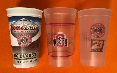 Ohio State University Football Coors Light NEW 3 Different Stadium Beer Cups  