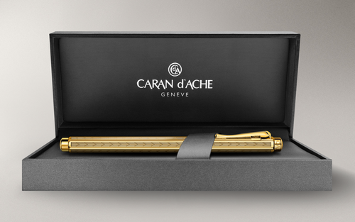 Caran d'Ache Ecridor Chevron Ballpoint Pen in Gilded - NEW in Box