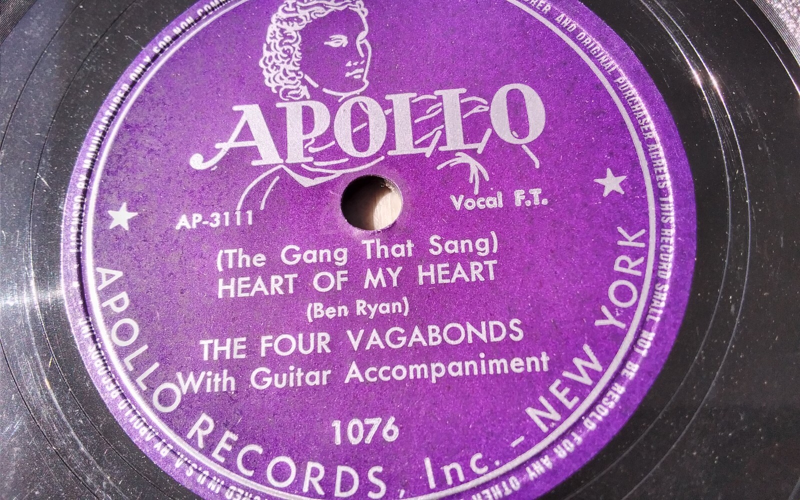 The Four Vagabonds 78rpm Single 10-inch Apollo Records #1076