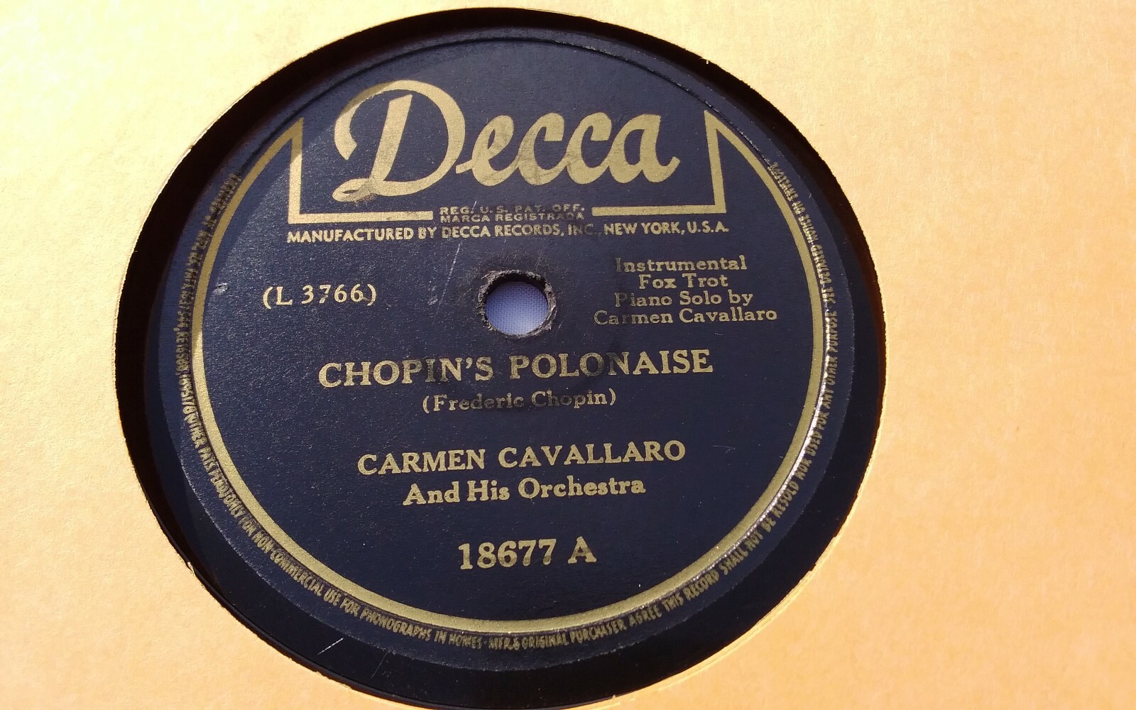 Carmen Cavallaro 78rpm Single 10-inch Decca Records #18677