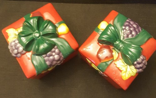HOMCO Home Interiors Christmas Boxes w- Fruit design like Sonoma Villa Fruits