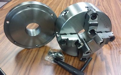 8'' 4-Jaw Self-Centering  Lathe Chuck w. 2-1/4''-8 adaptor back mounting plate-new