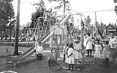 Children On Playground Manito Park Washington WA Reprint Postcard