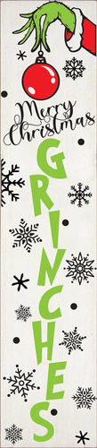 Вертикальная деревянная вывеска Merry Christmas Grinches 10 x 46