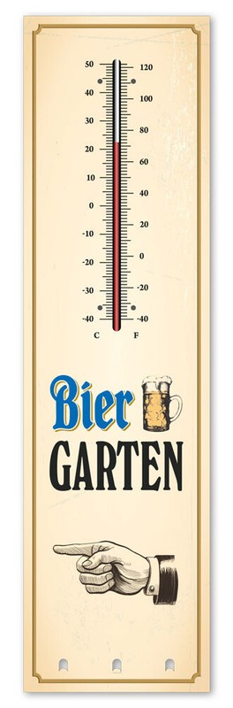 Kult-Thermometer + SchlÃ¼Sselhalter - Biergarten - Alu Innen+Aussen T025