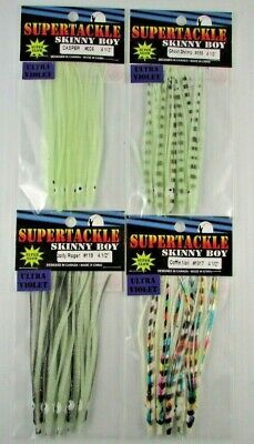 4¾" X 60 SUPERTACKLE UV GLOW Octopus Hootchie Downrigger Salmon Lures "GREEN
