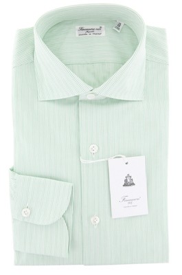 Finamore Napoli Green Striped Cotton Shirt - Slim - (E7)