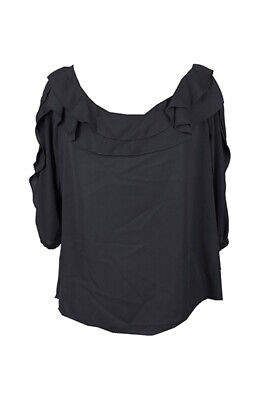 Черная блузка с открытыми плечами с рюшами Inc International Concepts XS
