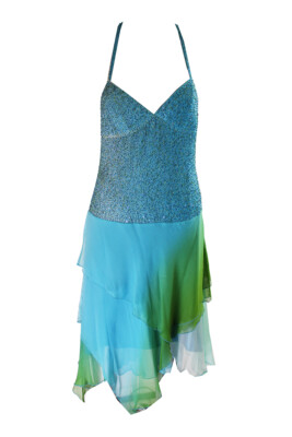 

Laundry By Shelli Segal Синее платье с вышивкой крест-накрест сзади, Синий