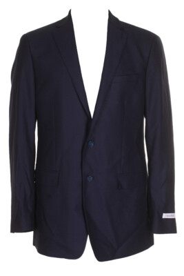 

Calvin Klein Mens Blue Slim Fit Текстурированный однобортный пиджак с заостренными лацканами, Navy