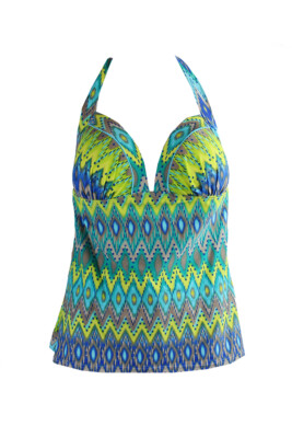 

Топ Tankini с лямкой на шее Island Escape Ikat Print Бирюзовый  16, Aqua
