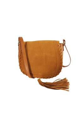 Inc International Concepts Cognac Willow Saddle Tassel Bag OS