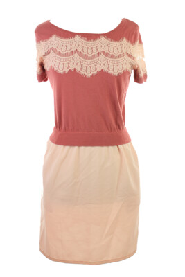 

Многослойное платье Maison Jules Rust с короткими рукавами и кружевной накладкой