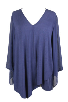 Темно-синий асимметричный топ с v-образным вырезом Alfani, смешанная техника, S