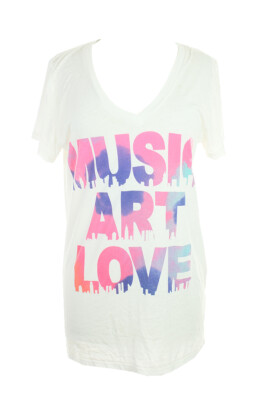 

Белая футболка с короткими рукавами Dreamr Music Art Love с v-образным вырезом L, White
