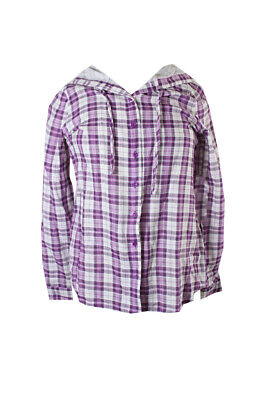 Фиолетовая белая рубашка с капюшоном в клетку GH Bass & Co. S
