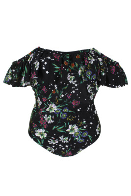 

Купальник с открытыми плечами Raisins Juniors Black Stars And Bloom, Черный