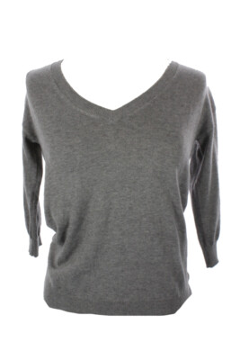 

Maison Jules Heather Grey/свитер с V-образным вырезом и рукавами  XS